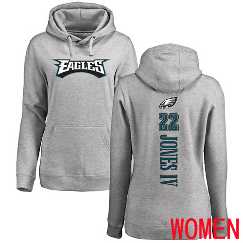 Women Philadelphia Eagles #22 Sidney Jones Ash Backer NFL Pullover Hoodie Sweatshirts->philadelphia eagles->NFL Jersey